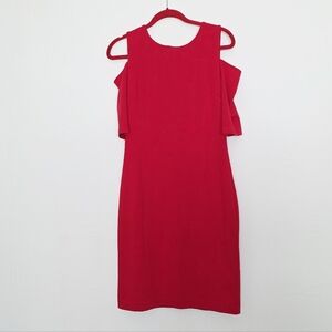 Michael Michael Kors Red Cold Shoulder Stretch Pencil Dress Women's Size M